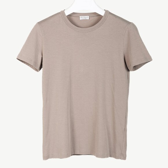 Brunello Cucinelli SS/16 Taupe Cotton Jersey Monili-Bead T-Shirt - Picture 2 of 10